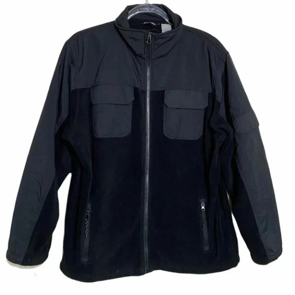Snozu M black Sherpa/nylon zip performance jacket‎ - Picture 1 of 6